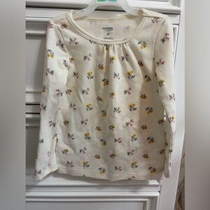 Simple Joys Cream Floral Waffle-Knit Long Sleeve Tee